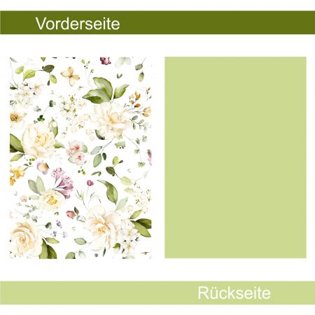 Rosen creme grün - Designpapier